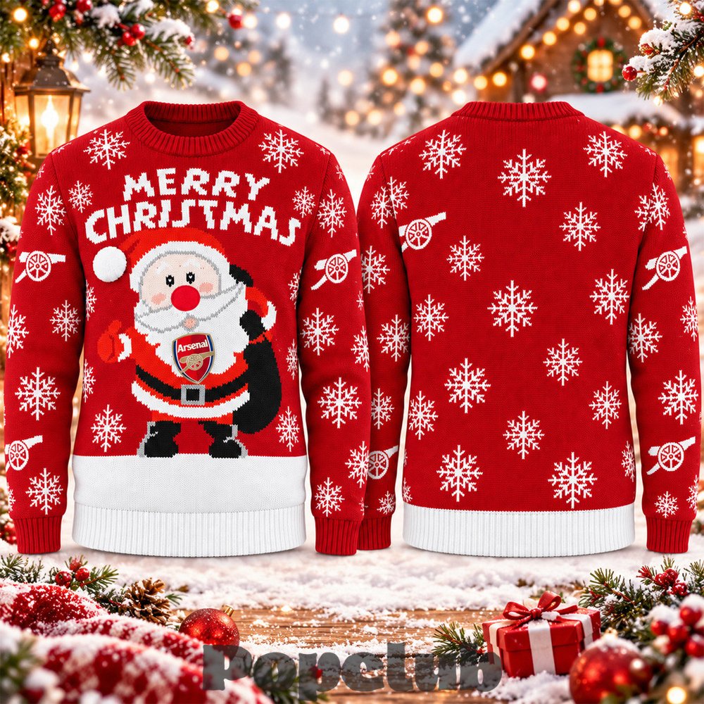 Arsenal Santa Clause Jumper 2026 Ugly Christmas Sweater Arsenal Santa Clause Jumper 2026 Ugly Christmas Sweater