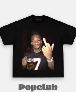 Atlanta Falcons Bijan Robinson Drinking & Middle Finger T-Shirt Atlanta Falcons Bijan Robinson Drinking & Middle Finger T-Shirt