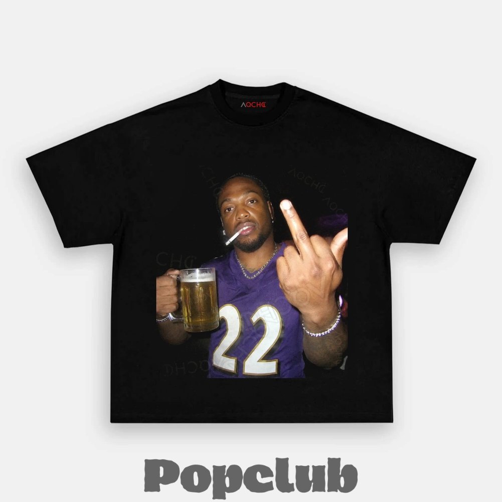 Baltimore Ravens Derrick Henry Drinking & Middle Finger T-Shirt Baltimore Ravens Derrick Henry Drinking & Middle Finger T-Shirt