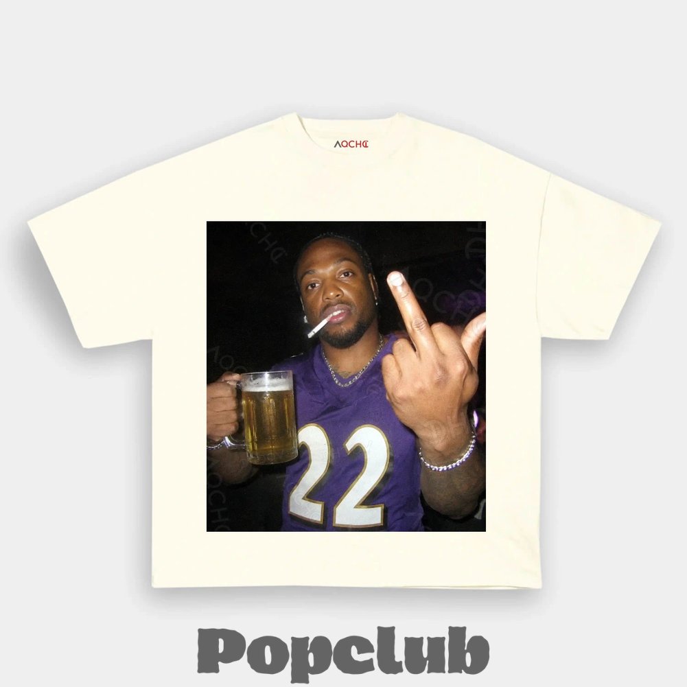 Baltimore Ravens Derrick Henry Drinking & Middle Finger T-Shirt Baltimore Ravens Derrick Henry Drinking & Middle Finger T-Shirt