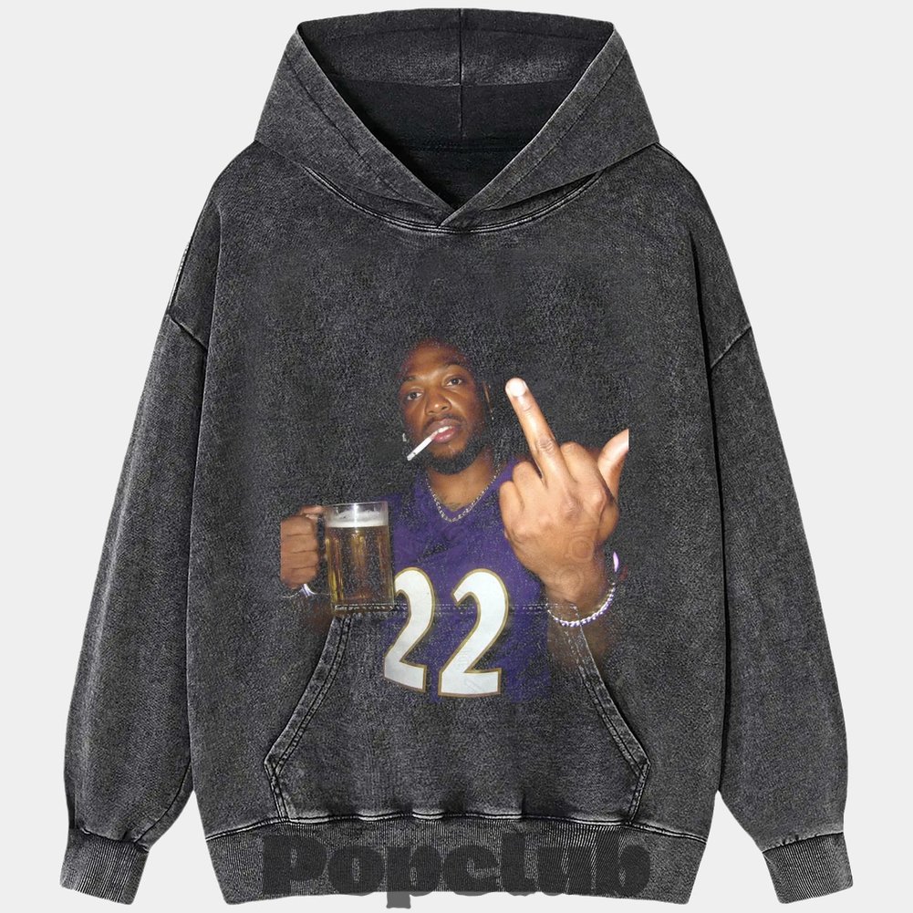 Baltimore Ravens Derrick Henry Drinking & Middle Finger T-Shirt Baltimore Ravens Derrick Henry Drinking & Middle Finger T-Shirt