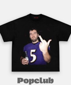 Baltimore Ravens Joe Flacco Drinking & Middle Finger T-Shirt