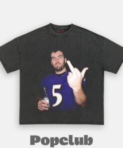 Baltimore Ravens Joe Flacco Drinking & Middle Finger T-Shirt