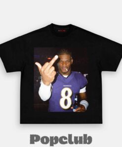 Baltimore Ravens Lamar Jackson Drinking & Middle Finger T-Shirt