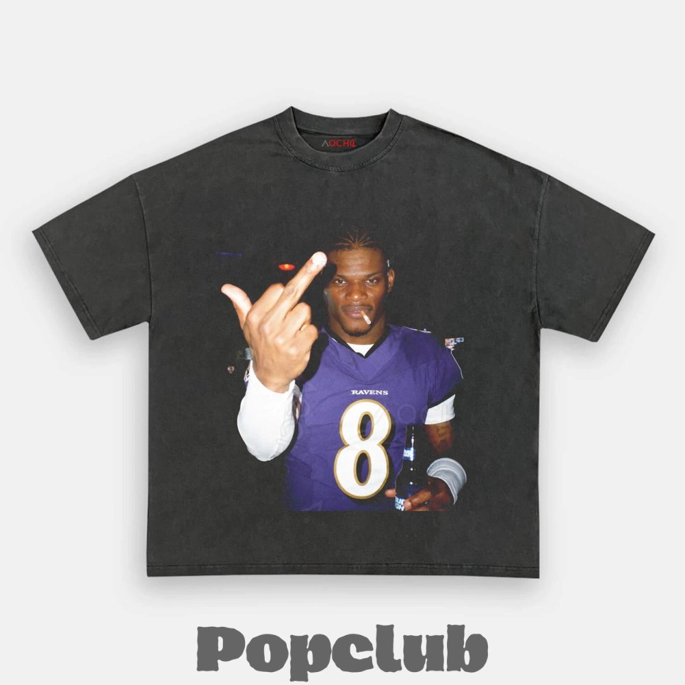 Baltimore Ravens Lamar Jackson Drinking & Middle Finger T-Shirt Baltimore Ravens Lamar Jackson Drinking & Middle Finger T-Shirt