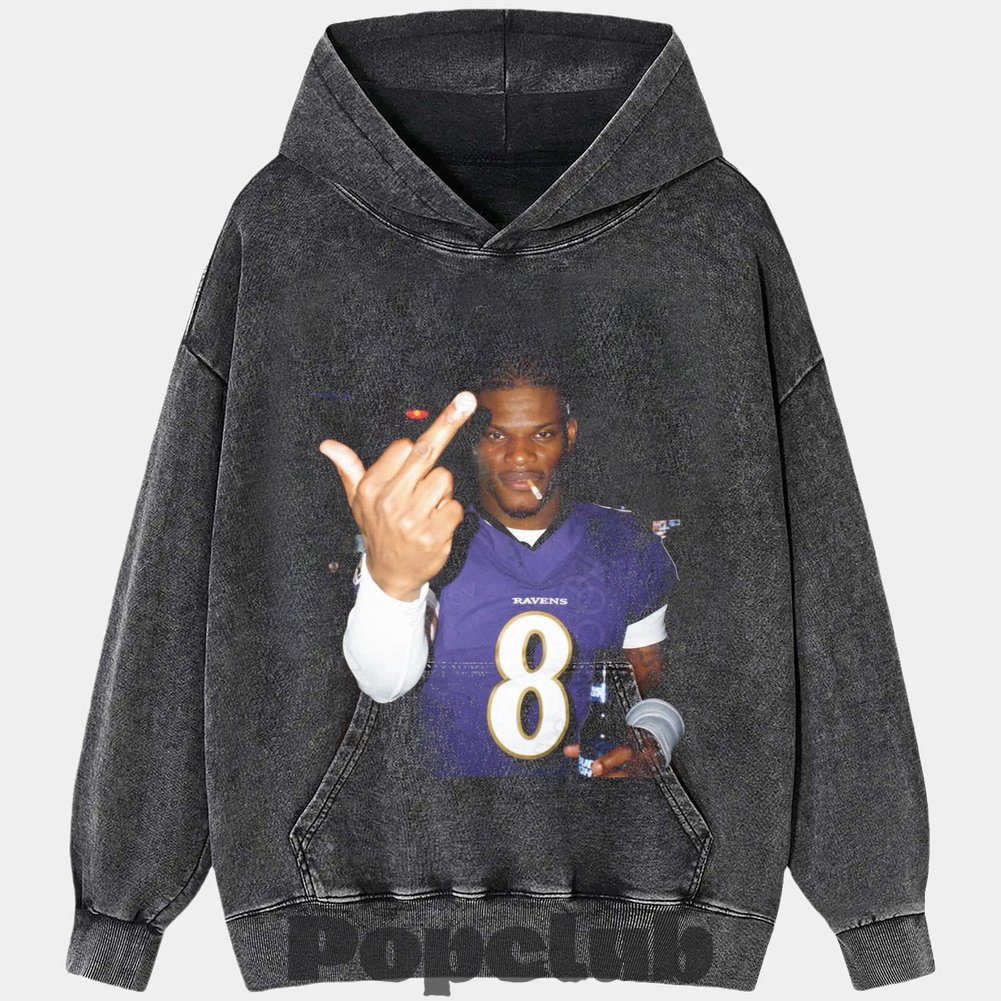 Baltimore Ravens Lamar Jackson Drinking & Middle Finger T-Shirt Baltimore Ravens Lamar Jackson Drinking & Middle Finger T-Shirt