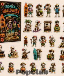 Beach Vacation Skeleton Halloween 2026 Countdown Advent Calendar