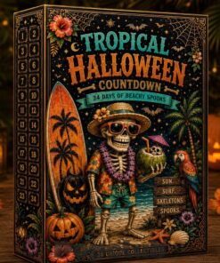 Beach Vacation Skeleton Halloween 2026 Countdown Advent Calendar