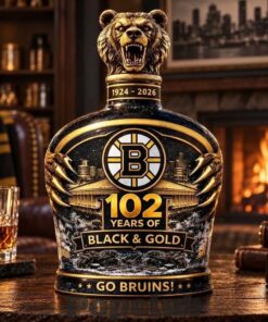 Boston Bruins 102 Years Black & Gold Whiskey Bottle