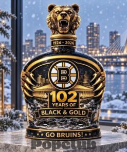 Boston Bruins 102 Years Black & Gold Whiskey Bottle