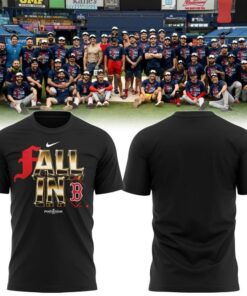 Boston Red Sox 2026 Postseason T-Shirt – Fall In October Plain Back Black Tee