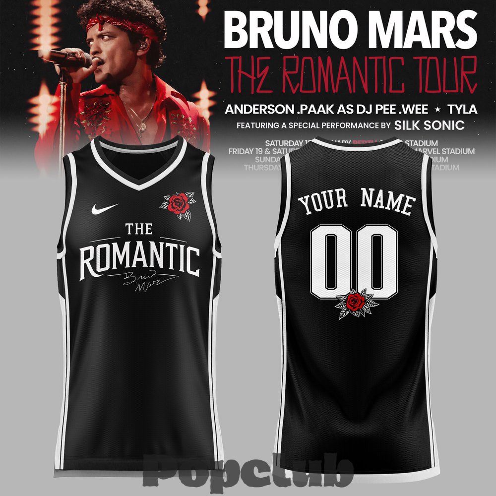 Bruno Mars The Romantic Tour AUS & NZ Custom Basketball Jersey Bruno Mars The Romantic Tour AUS & NZ Custom Basketball Jersey