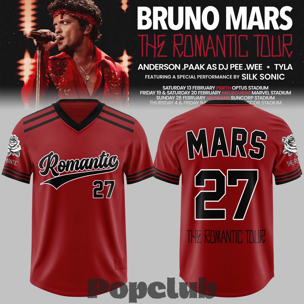 Bruno Mars The Romantic Tour AUS & NZ Football Jersey Bruno Mars The Romantic Tour AUS & NZ Football Jersey