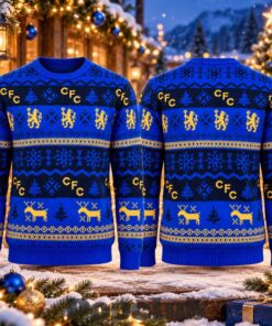 Chelsea FC Gold Reindeer 2026 Jumper Ugly Christmas Sweater Chelsea FC Gold Reindeer 2026 Jumper Ugly Christmas Sweater