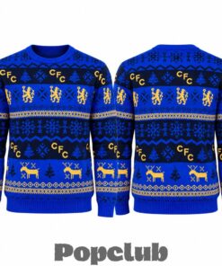 Chelsea FC Gold Reindeer 2026 Jumper Ugly Christmas Sweater