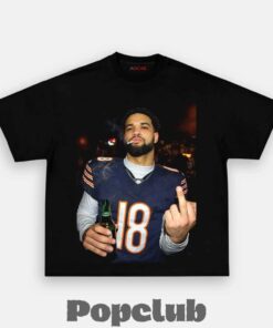 Chicago Bears Caleb Williams Drinking & Middle Finger T-Shirt