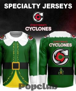 Cincinnati Cyclones Merch Elf Matinee 2026 Green Hockey Jersey