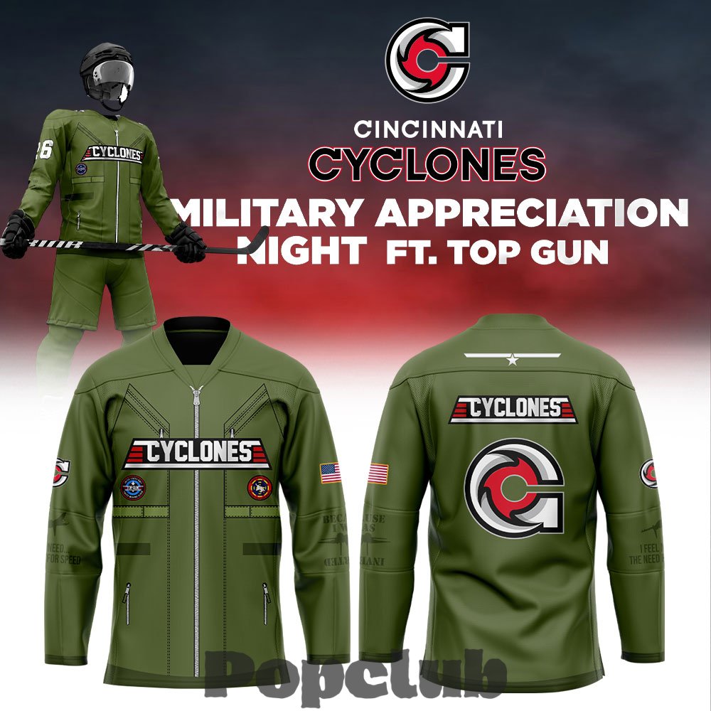 Cincinnati Cyclones Military Appreciation Night x Top Gun 2026 Hockey Jersey Cincinnati Cyclones Military Appreciation Night x Top Gun 2026 Hockey Jersey