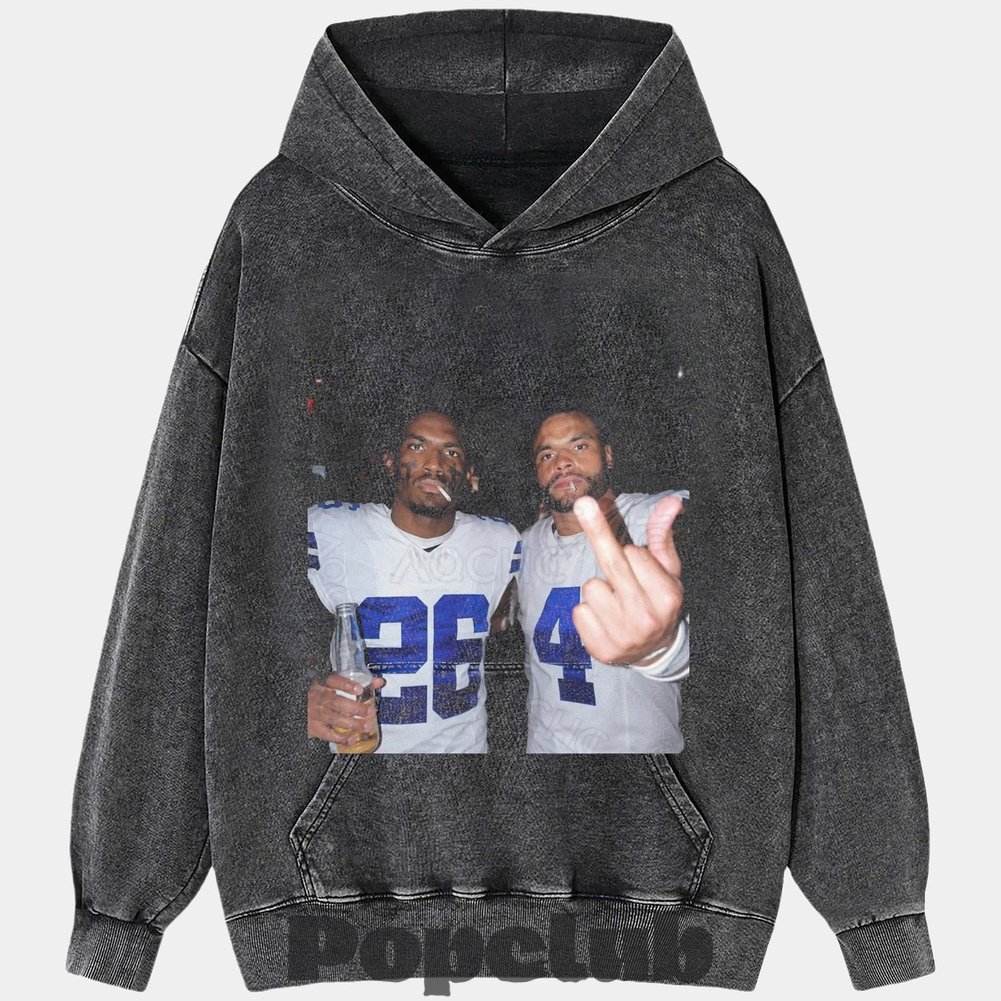 Dallas Cowboys DaRon Bland & Dak Prescott Drinking & Middle Finger T-Shirt Dallas Cowboys DaRon Bland & Dak Prescott Drinking & Middle Finger T-Shirt