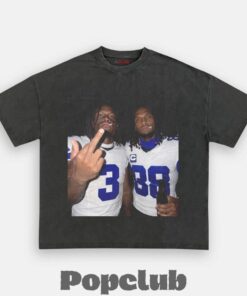 Dallas Cowboys George Pickens & CeeDee Lamb Drinking & Middle Finger T-Shirt