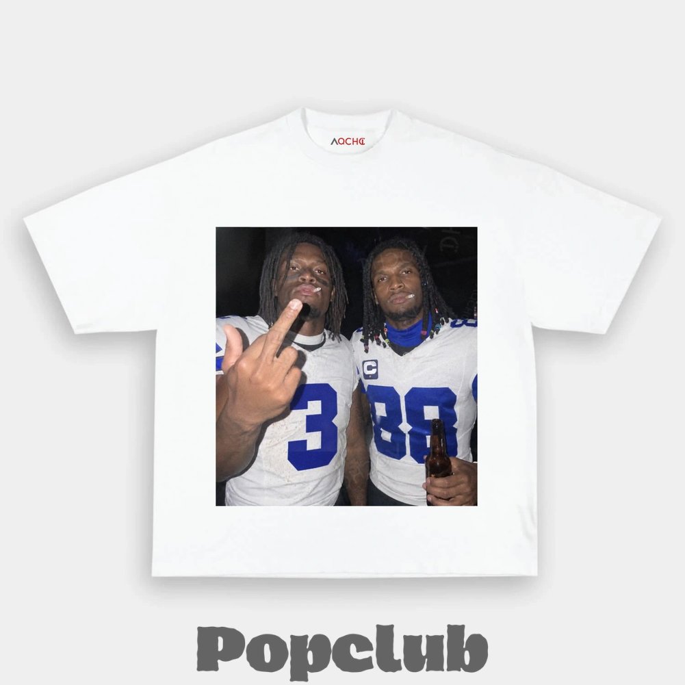 Dallas Cowboys George Pickens & CeeDee Lamb Drinking & Middle Finger T-Shirt Dallas Cowboys George Pickens & CeeDee Lamb Drinking & Middle Finger T-Shirt