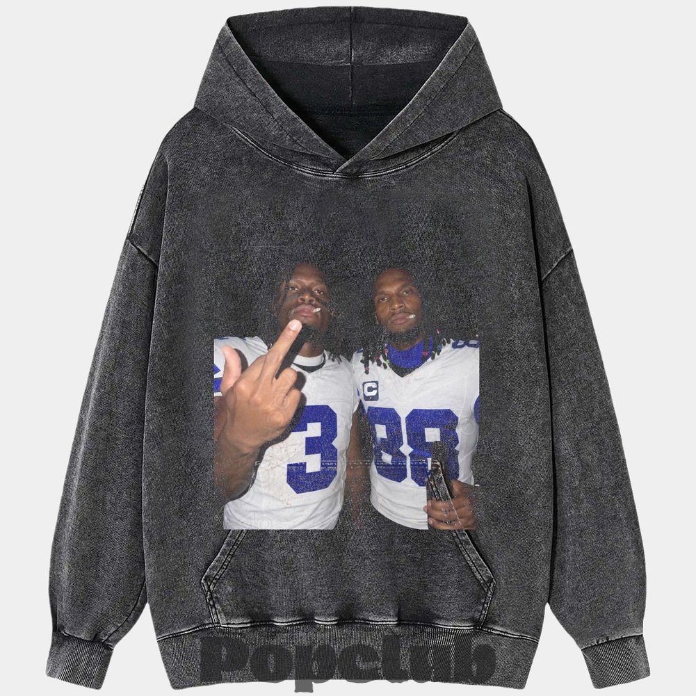 Dallas Cowboys George Pickens & CeeDee Lamb Drinking & Middle Finger T-Shirt Dallas Cowboys George Pickens & CeeDee Lamb Drinking & Middle Finger T-Shirt
