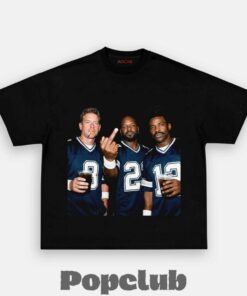Dallas Cowboys Troy Aikman, Emmitt Smith & Michael Irvin Drinking & Middle Finger T-Shirt