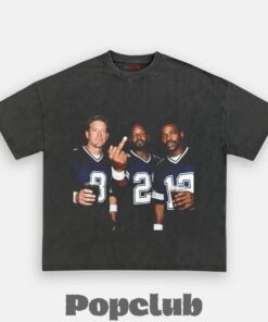 Dallas Cowboys Troy Aikman, Emmitt Smith & Michael Irvin Drinking & Middle Finger T-Shirt