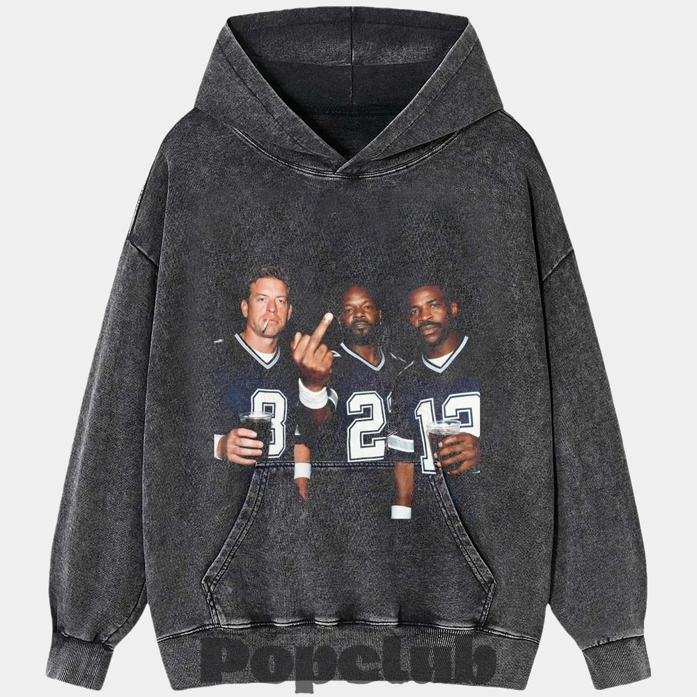 Dallas Cowboys Troy Aikman, Emmitt Smith & Michael Irvin Drinking & Middle Finger T-Shirt Dallas Cowboys Troy Aikman, Emmitt Smith & Michael Irvin Drinking & Middle Finger T-Shirt