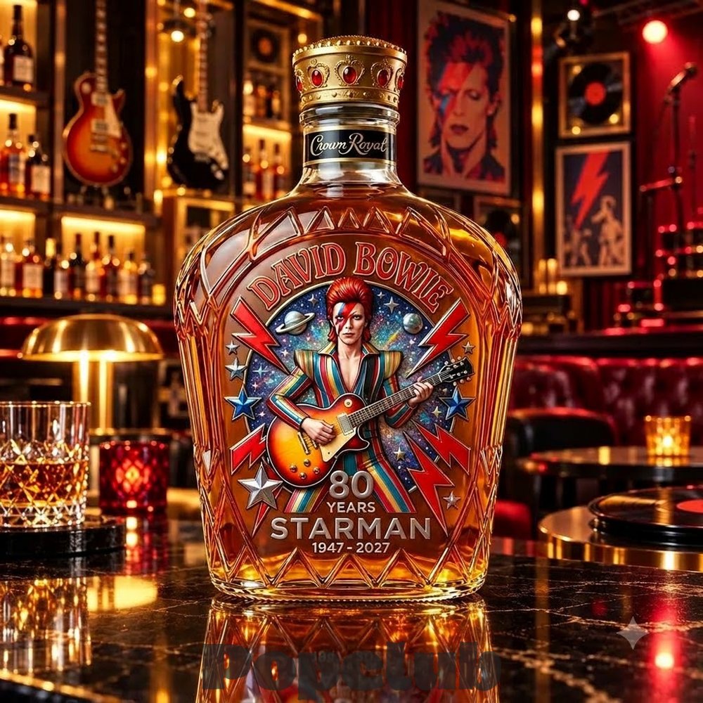 David Bowie 80 Years Starman 1947-2027 Whiskey Bottle David Bowie 80 Years Starman 1947-2027 Whiskey Bottle
