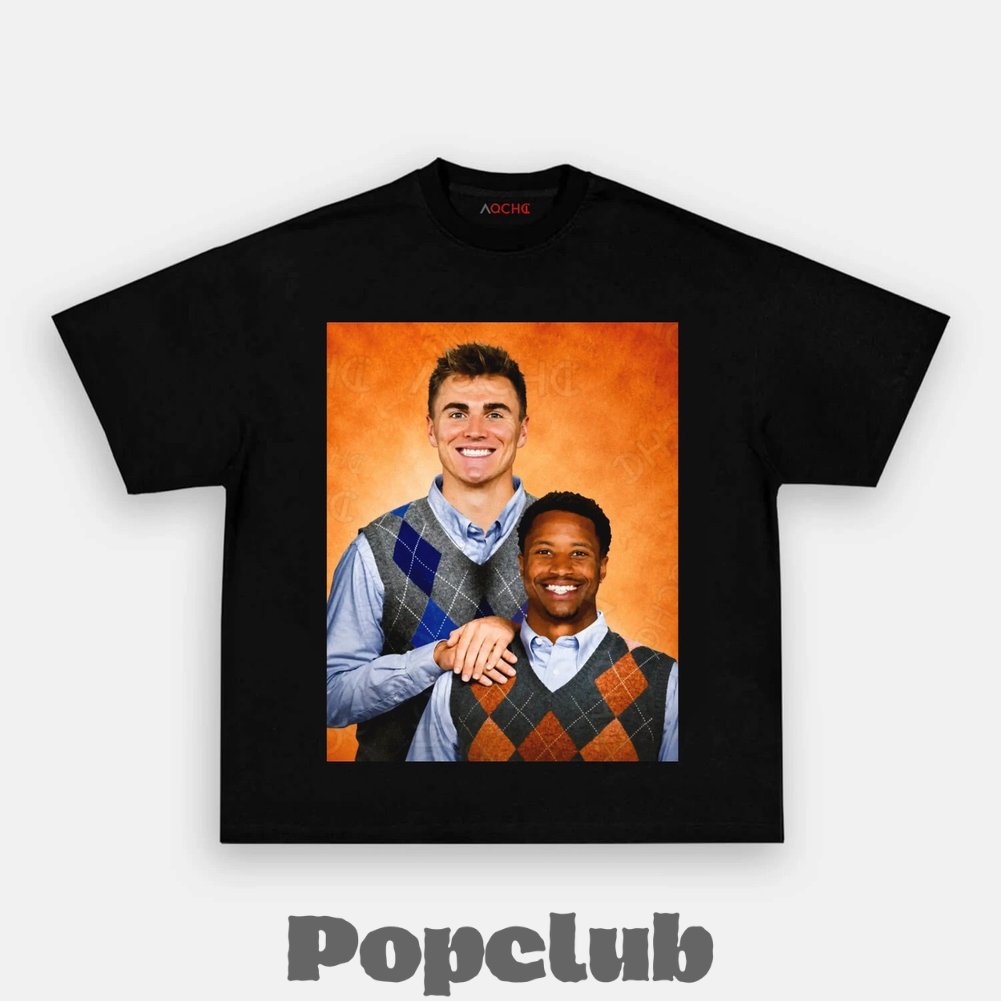 Denver Broncos Bo Nix & Courtland Sutton Step Brothers Portrait T-Shirt Denver Broncos Bo Nix & Courtland Sutton Step Brothers Portrait T-Shirt