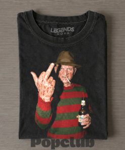 Freddy Krueger Vintage Horror Movie Graphic Middle Finger T-Shirt