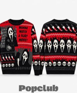 Ghostface Wanna Watch A Scary Movie Halloween Ugly Christmas Sweater