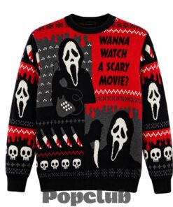 Ghostface Wanna Watch A Scary Movie Halloween Ugly Christmas Sweater