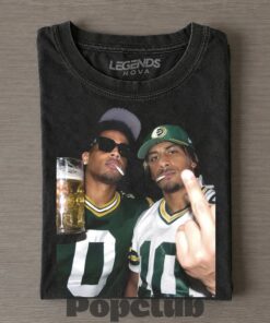 Green Bay Packers Donald Driver & Jordan Love Drinking & Middle Finger T-Shirt