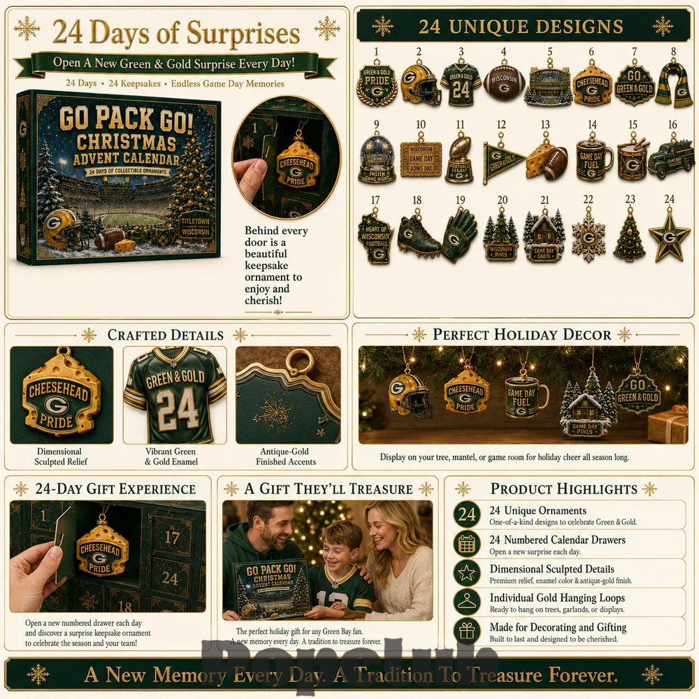 Green Bay Packers Go Pack Go! 2026 Christmas Advent Calendar Collector’s Edition Green Bay Packers Go Pack Go! 2026 Christmas Advent Calendar Collector’s Edition