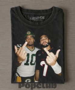 Green Bay Packers Jordan Love & Philadelphia Eagles Jalen Hurts Middle Finger T-Shirt