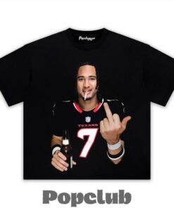 Houston Texans C.J. Stroud Drinking & Middle Finger T-Shirt