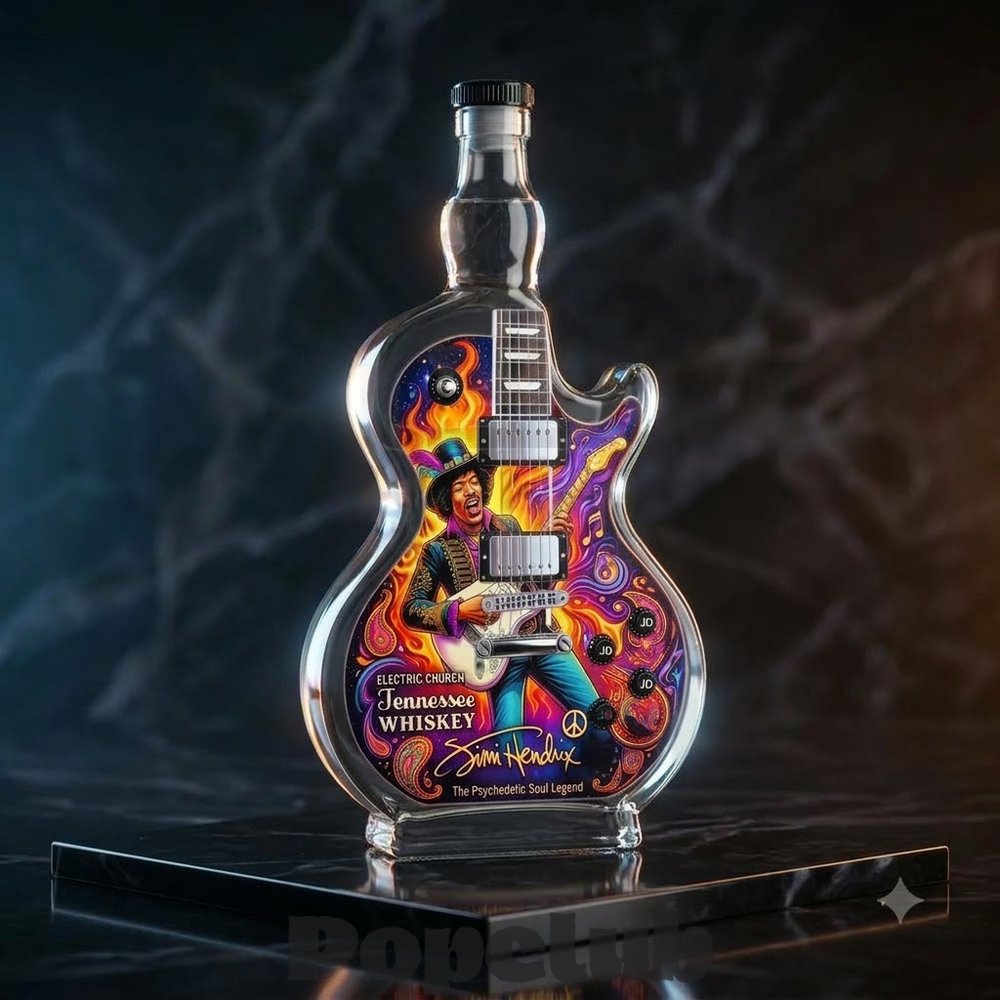 Jimi Hendrix Guitar Jack Daniel's Whiskey Bottle Jimi Hendrix Guitar Jack Daniel's Whiskey Bottle