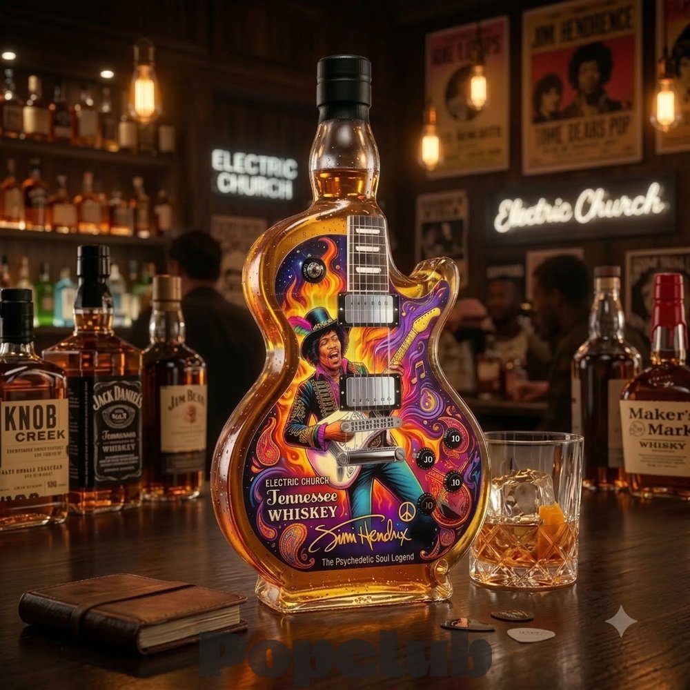 Jimi Hendrix Guitar Jack Daniel's Whiskey Bottle Jimi Hendrix Guitar Jack Daniel's Whiskey Bottle