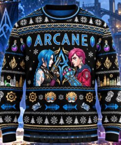 Jinx and Vi League Of Legends 2026 Christmas Arcane Ugly Sweater