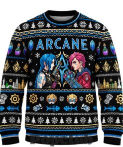 Jinx and Vi League Of Legends 2026 Christmas Arcane Ugly Sweater