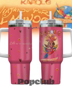 Karol G “NO ME ARREPIENTO DE SENTIR TANTO” 40oz Tumbler with Handle