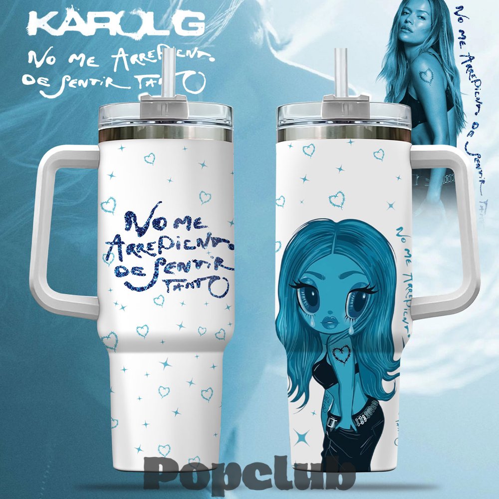 Karol G “NO ME ARREPIENTO DE SENTIR TANTO” 40oz Tumbler with Handle Karol G “NO ME ARREPIENTO DE SENTIR TANTO” 40oz Tumbler with Handle