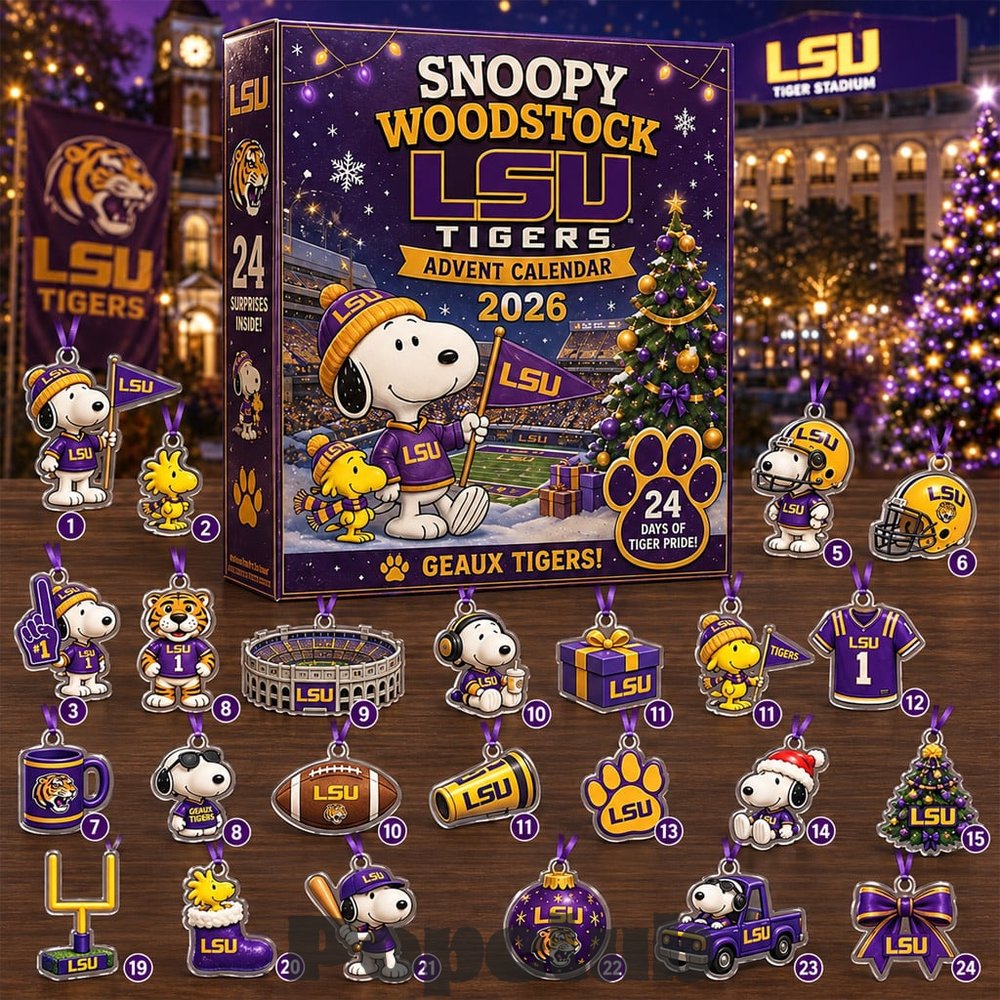 LSU Tigers x Snoopy and Woodstock 2026 Advent Calendar – 24 Collectible Charms LSU Tigers x Snoopy and Woodstock 2026 Advent Calendar – 24 Collectible Charms