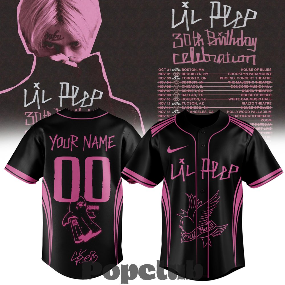 Lil Peep ”30th Birthday Celebration” Custom Baseball Jersey Lil Peep ”30th Birthday Celebration” Custom Baseball Jersey