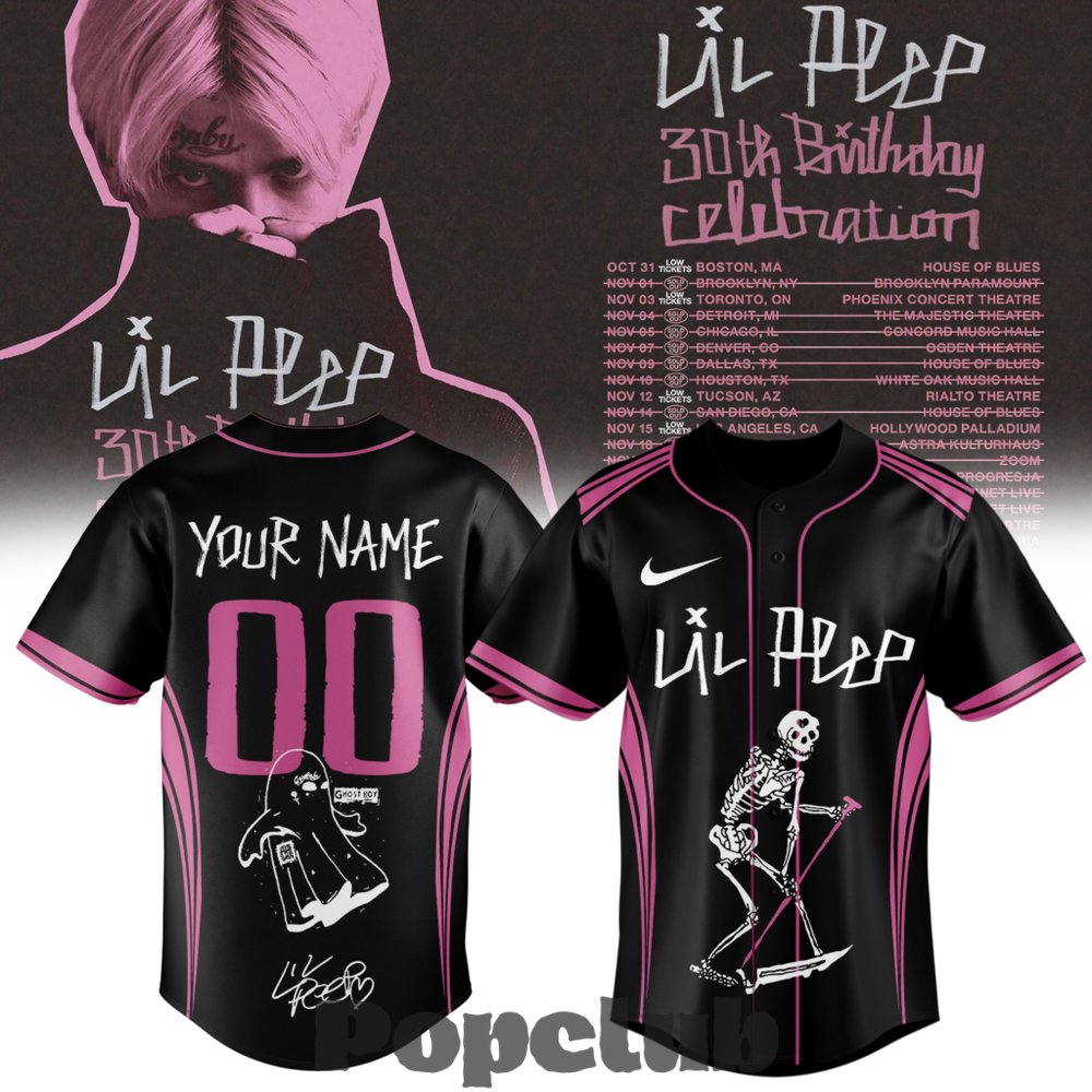 Lil Peep ”30th Birthday Celebration” Custom Baseball Jersey Lil Peep ”30th Birthday Celebration” Custom Baseball Jersey