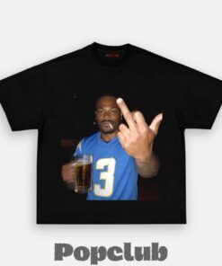 Los Angeles Chargers Derwin James Jr. Drinking & Middle Finger T-Shirt
