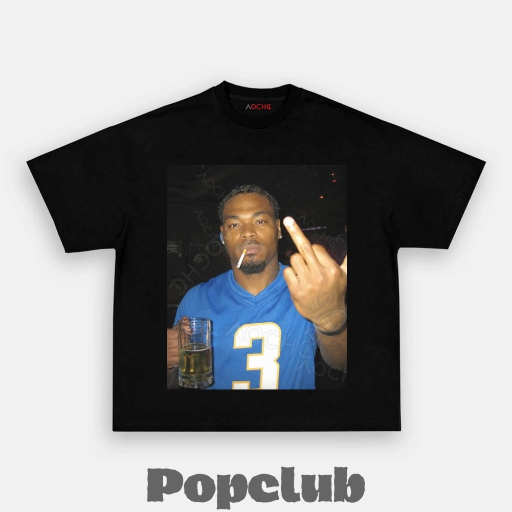 Los Angeles Chargers Derwin James Jr. Drinking & Middle Finger T-Shirt Los Angeles Chargers Derwin James Jr. Drinking & Middle Finger T-Shirt