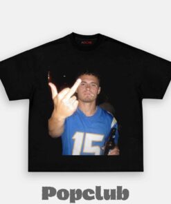 Los Angeles Chargers Ladd McConkey Drinking & Middle Finger T-Shirt